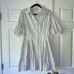 Club Monaco Puff Sleeve Striped Button Down Dress